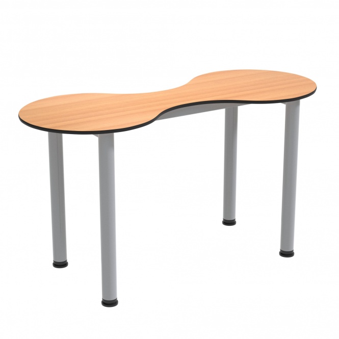 Kleeblatt 2er Tisch, 118x49 cm (B/T), höhenverstellbar 58-72 cm, 